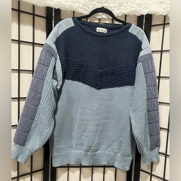 UNIONBAY VINTAGE Y2K ACRYLIC KNIT AND QUILT PATCH SWEATER MEN SIZE L - Picture 4 of 8